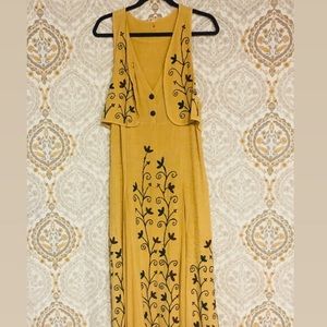 Vintage mustard yellow long maxi dress
